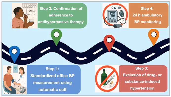 Figure 2: Diagnostic pathway for confirming true resistant hypertension